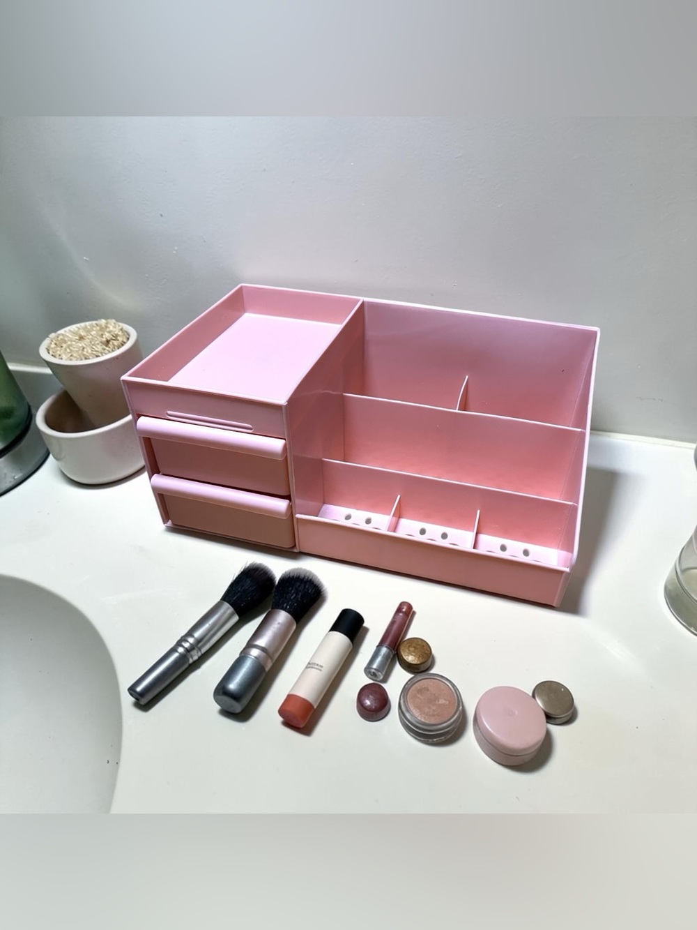 Large Makeup Cosmetic Storage Box Vanity 2 Drawer Organizer Jewelry Nail Polish